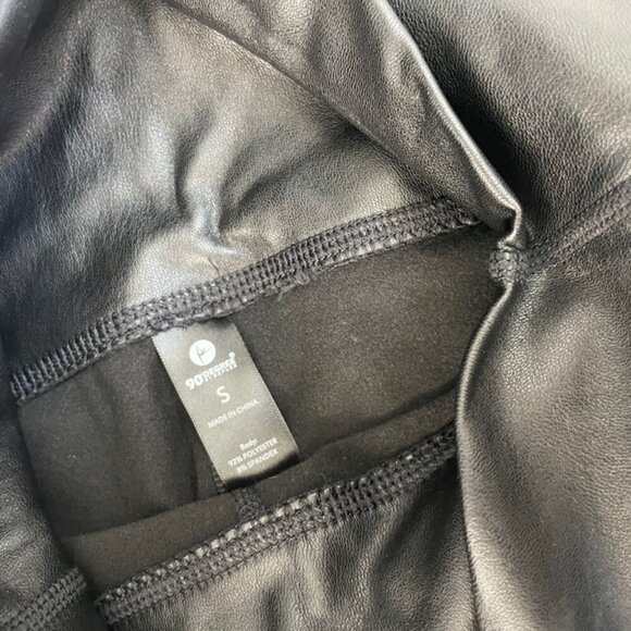 MOTO LEGGINGS FAUX LEATHER BLACK EMO HIGH RISE FREE WAISTBAND ANKLE LENGTH GOTH - Picture 9 of 13